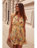 Delicate yellow floral dress PR3187 - Online store - Boutique